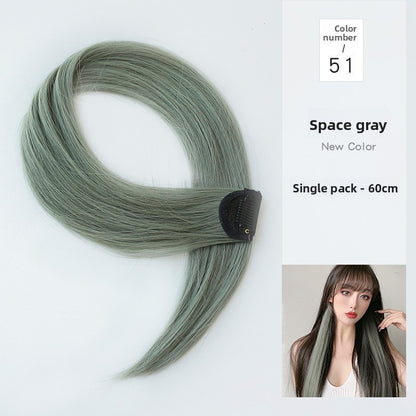 Colorful wig pieces with ear-hanging dyeing