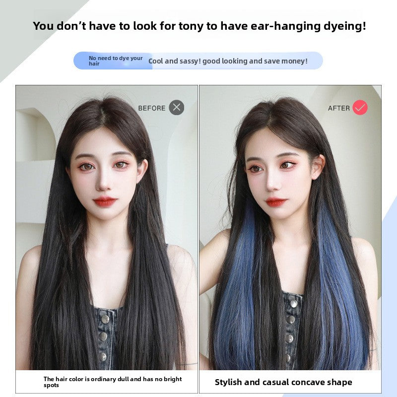 Highlight dyed wig pieces for women's long straight hair