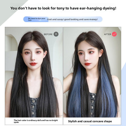 Highlight dyed wig pieces for women's long straight hair