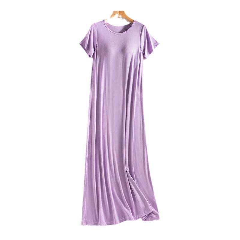One-piece, frameless, bras free, long casual short-sleeved nightgown - Price Value Store
