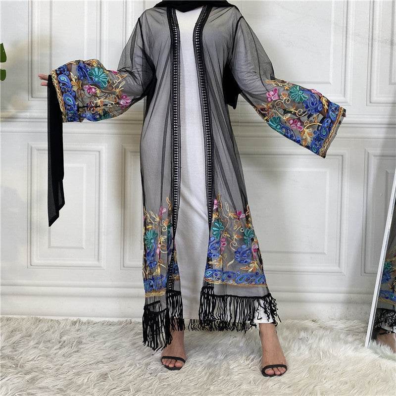 Cardigan with embroidered netting dress - Price Value Store