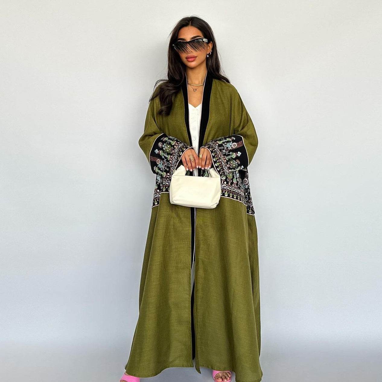 Cardigan with embroidered patterns and long robe - Price Value Store