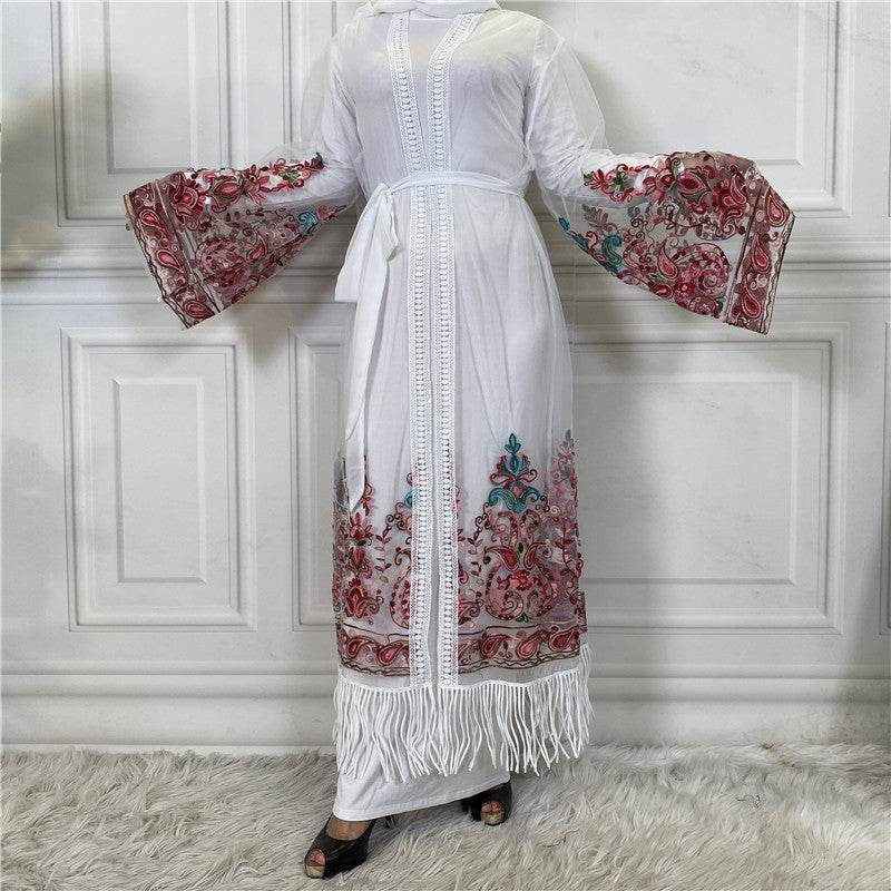 Cardigan with embroidered netting dress - Price Value Store