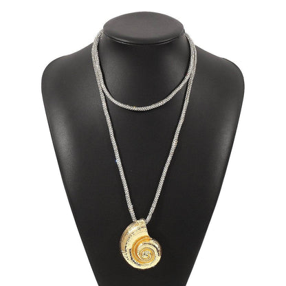 Personalized conch and starfish pendant necklace earrings - Price Value Store