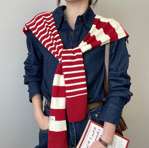 Striped shawl outerwear - Price Value Store
