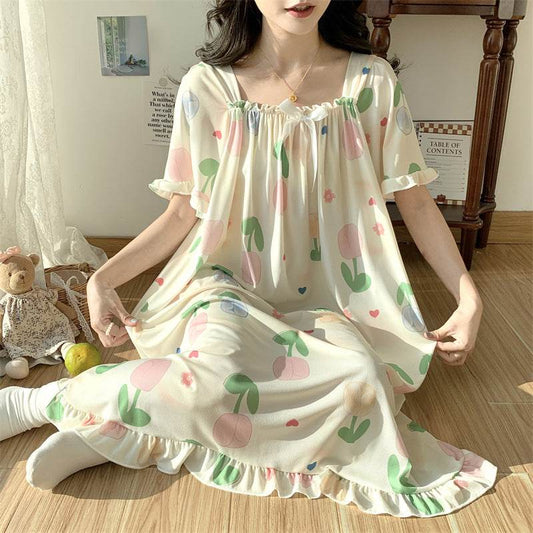 Plus-size ice silk nightgown - Price Value Store