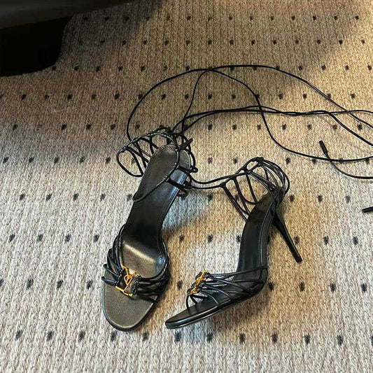 Strapless low-heeled women's shoes with hollowed-out design - Price Value Store