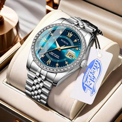 2025 New Roman Numerals Diamond Calendar Steel Band Watch Luminous Waterproof High Color Value Watch Cross-border Hot Sale - Price Value Store