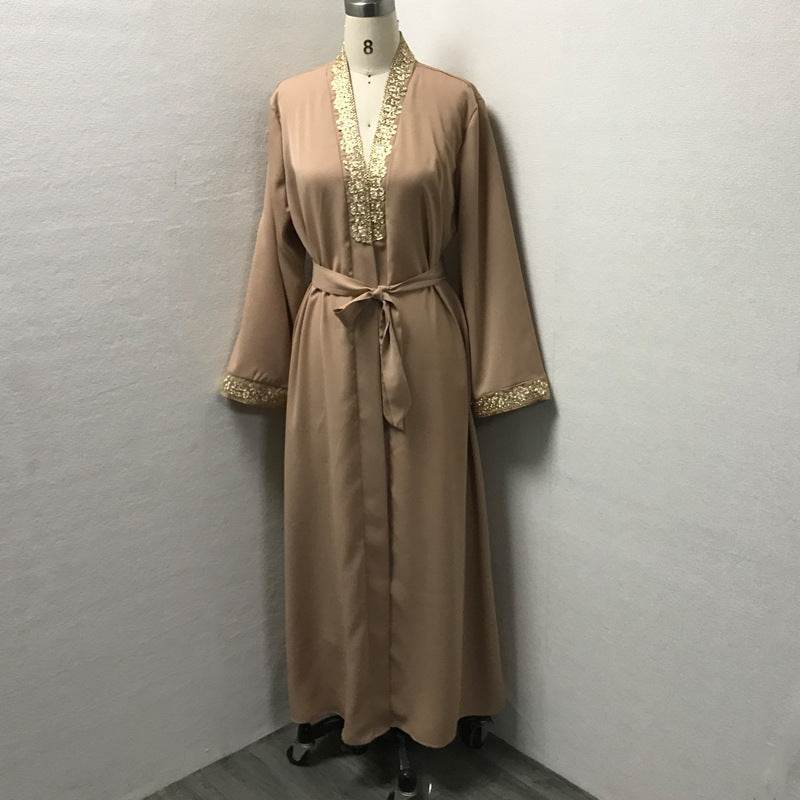 Elegant Embroidered Abaya Dress with Lace Details - Price Value Store