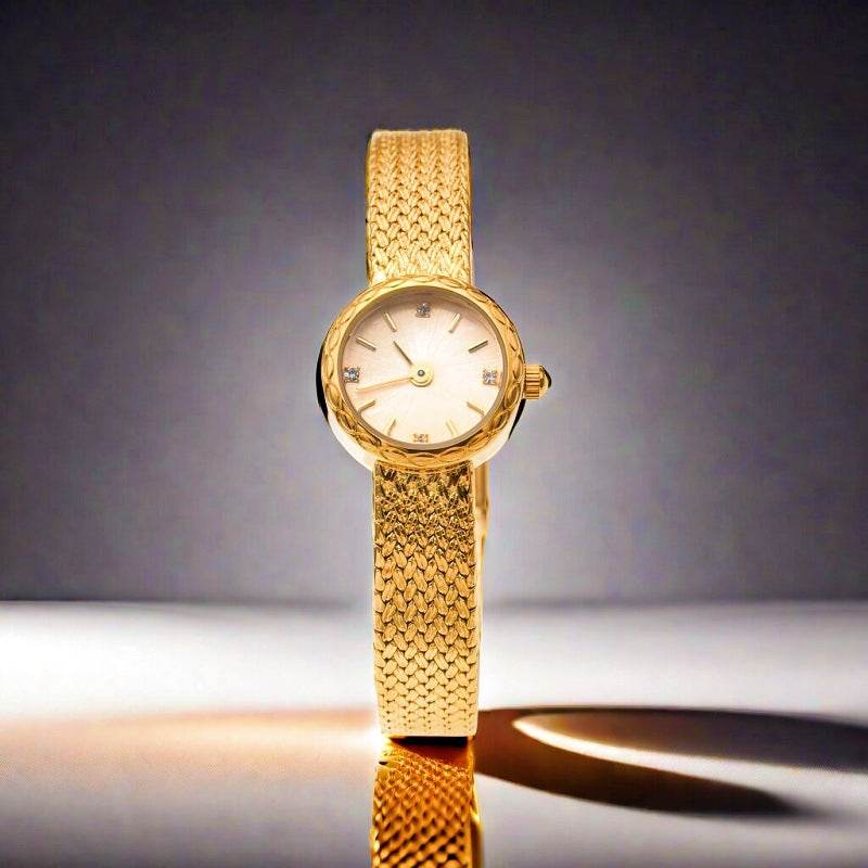 Simple Retro Copper Mesh Small Gold Watch Women's Internet Celebrity Explosive Exquisite Casual Light Luxury All-match Elegant - Price Value Store