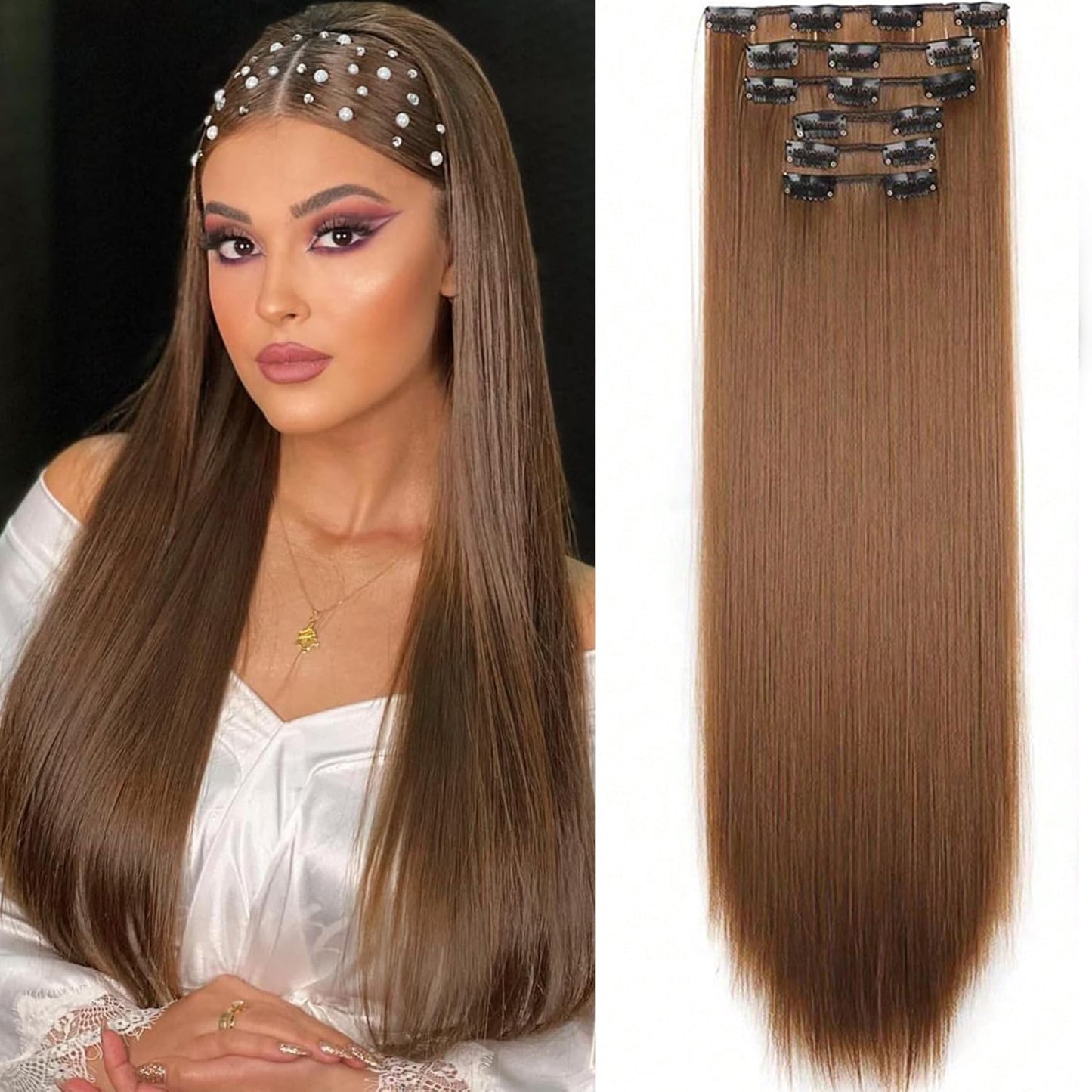 Long straight black hair wig for women