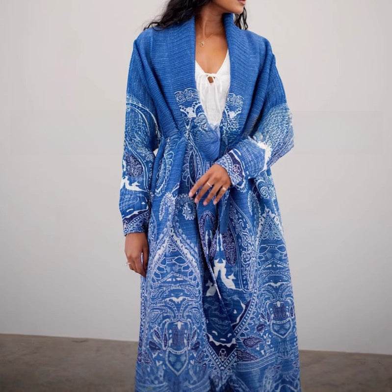 Loose printed lapel robe - Price Value Store