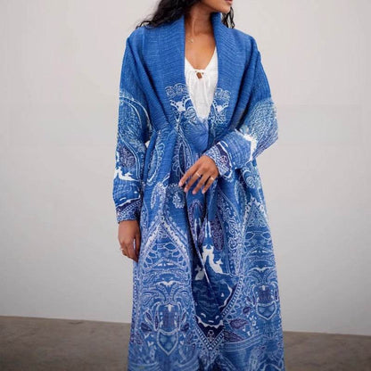 Loose printed lapel robe - Price Value Store