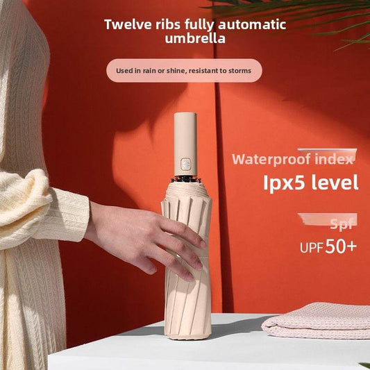The fully automatic umbrella is suitable for both sunny and rainy days - Price Value Store