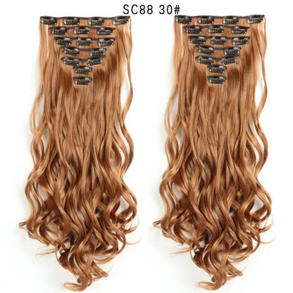 Seven Piece Wig Piece 16 Card Women Chemical Fibre High Temperature Silk Wig Long Curly Hair - Price Value Store