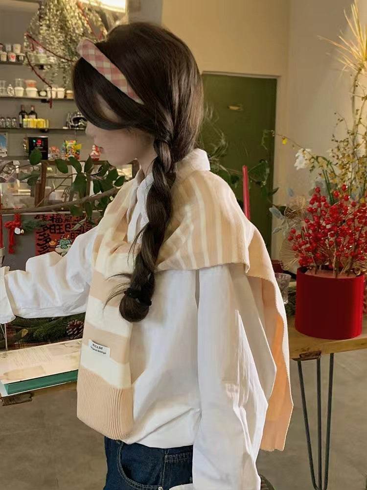 Striped shawl outerwear - Price Value Store