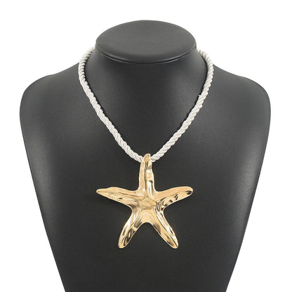 Personalized conch and starfish pendant necklace earrings - Price Value Store