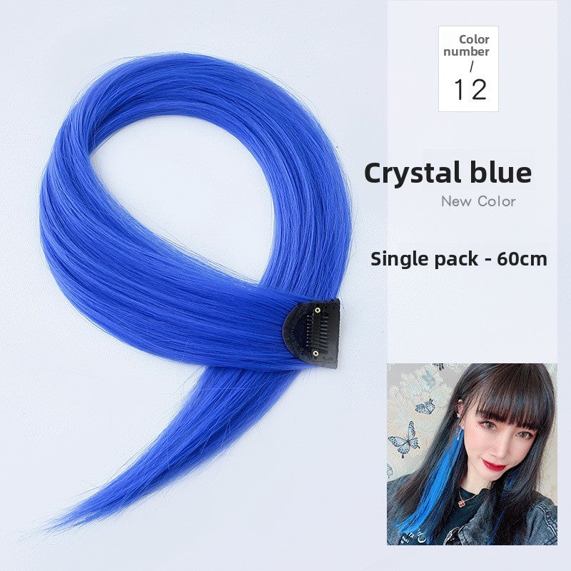 Colorful wig pieces with ear-hanging dyeing