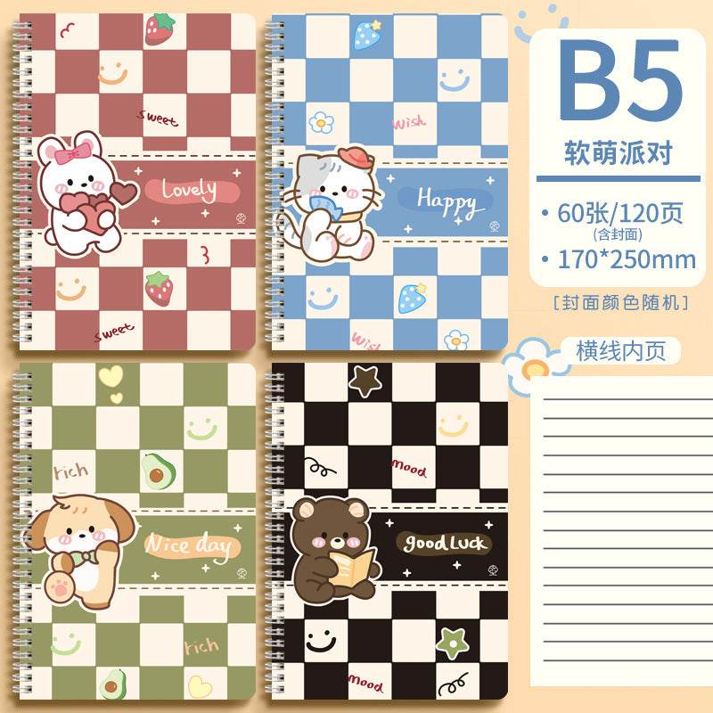 Cute Animal Coil Notebook with Hard Cover - A5/B5, 60 Sheetsd - Price Value Store