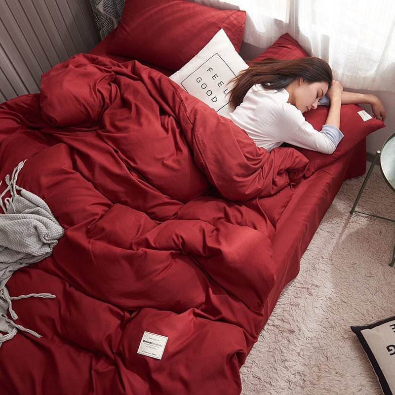 Four-piece Set Nordic Style Wash Cotton Quilt Cover Net-red Bed Sheet Student Dormitory Bedding - Price Value Store