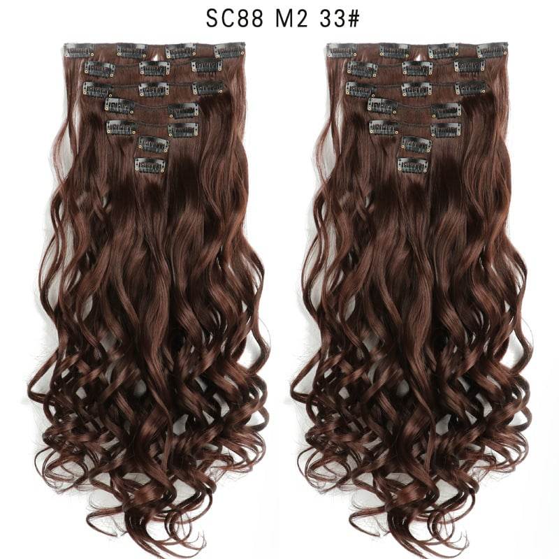 Seven Piece Wig Piece 16 Card Women Chemical Fibre High Temperature Silk Wig Long Curly Hair - Price Value Store