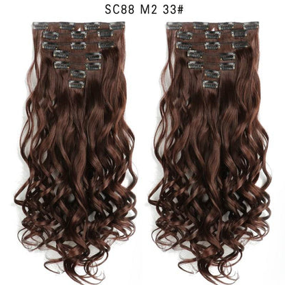 Seven Piece Wig Piece 16 Card Women Chemical Fibre High Temperature Silk Wig Long Curly Hair - Price Value Store