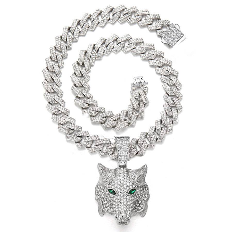 Animal Zinc Alloy Diamond Pendant Cuban Chain Necklace - Price Value Store