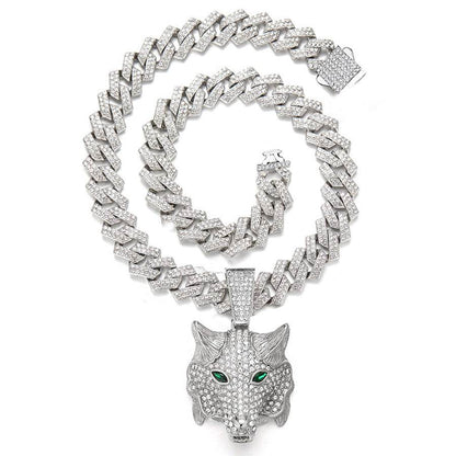 Animal Zinc Alloy Diamond Pendant Cuban Chain Necklace - Price Value Store