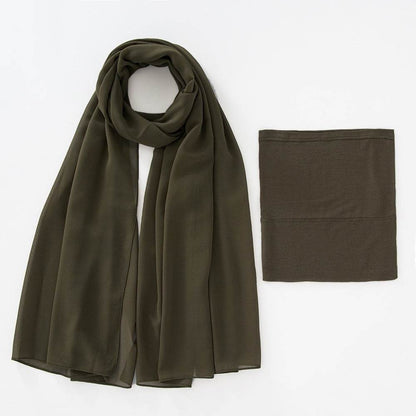 Modal Elastic Bucket Cap with Pearl Chiffon Scarf Set - Price Value Store