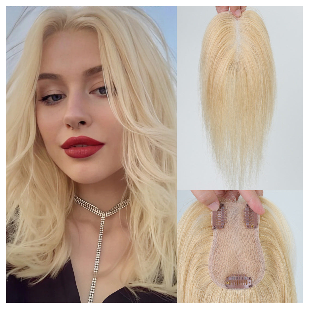 A golden wig with bangs for women