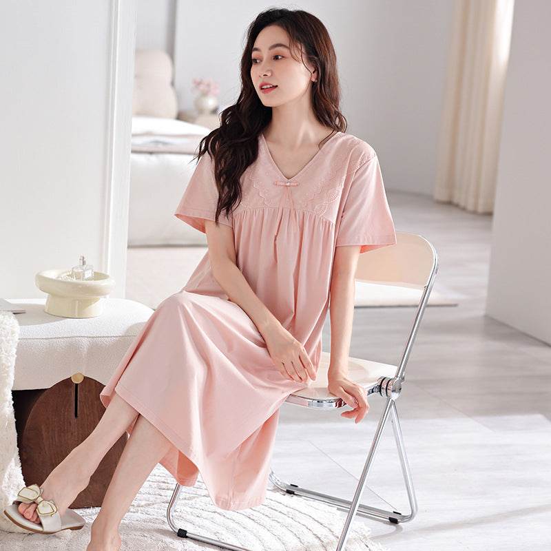 Pure cotton short-sleeved nightgown - Price Value Store