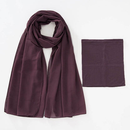 Modal Elastic Bucket Cap with Pearl Chiffon Scarf Set - Price Value Store