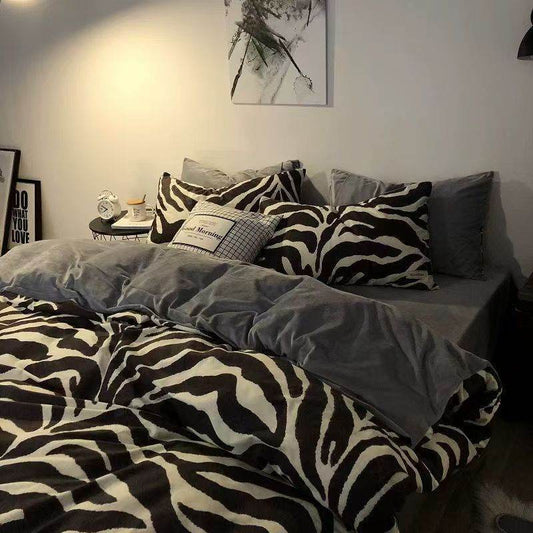 Four-piece Set Nordic Style Wash Cotton Quilt Cover Net-red Bed Sheet Student Dormitory Bedding - Price Value Store
