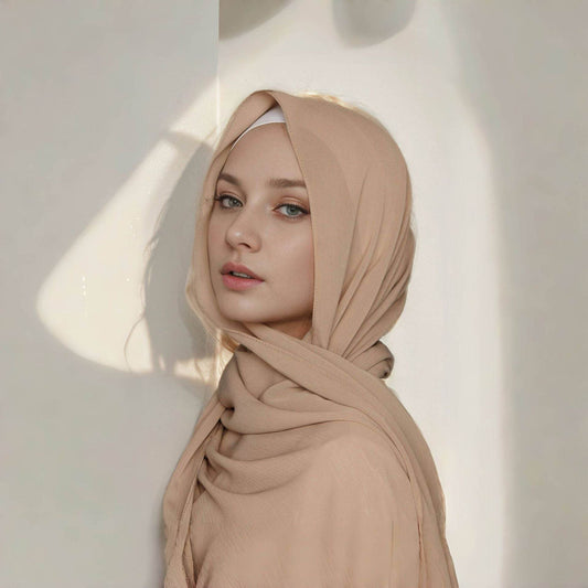 Solid-color women's headscarf with head wrap - Price Value Store