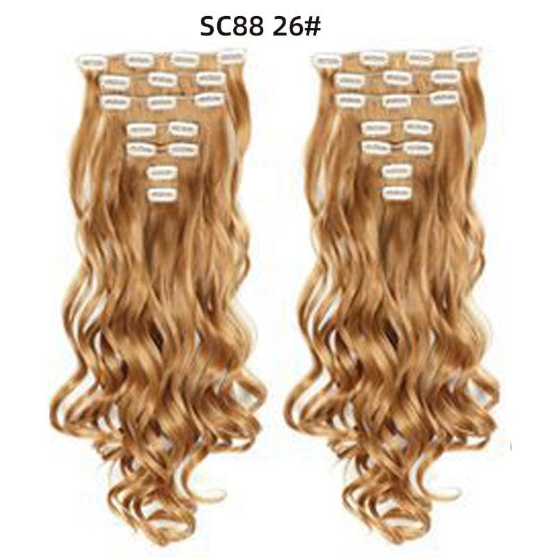 Seven Piece Wig Piece 16 Card Women Chemical Fibre High Temperature Silk Wig Long Curly Hair - Price Value Store