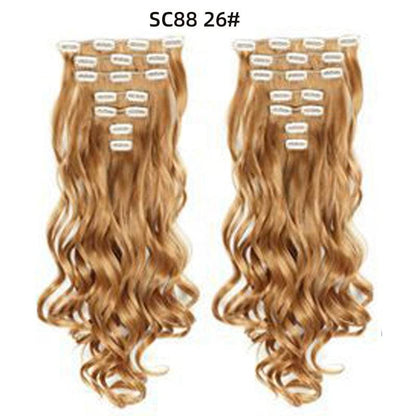Seven Piece Wig Piece 16 Card Women Chemical Fibre High Temperature Silk Wig Long Curly Hair - Price Value Store