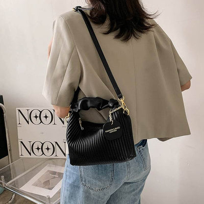 Textured vertical stripe handbag 2025 new niche design shoulder messenger bag foreign style all-match bag women's wholesale - Price Value Store