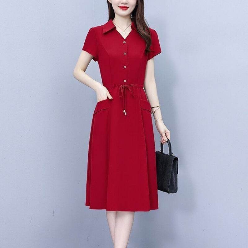 A large-sized waist-cinching and slimming dress - Price Value Store