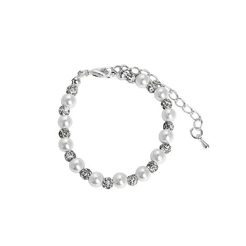 Elegant Pearl and Crushed Silver Beaded Bracelet - Price Value Store