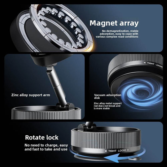 Car metal mobile phone bracket 2025 new suction cup vacuum adsorption car special navigation magnetic suction fixing bracket - Price Value Store