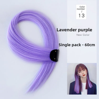 Colorful wig pieces with ear-hanging dyeing