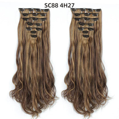 Seven Piece Wig Piece 16 Card Women Chemical Fibre High Temperature Silk Wig Long Curly Hair - Price Value Store