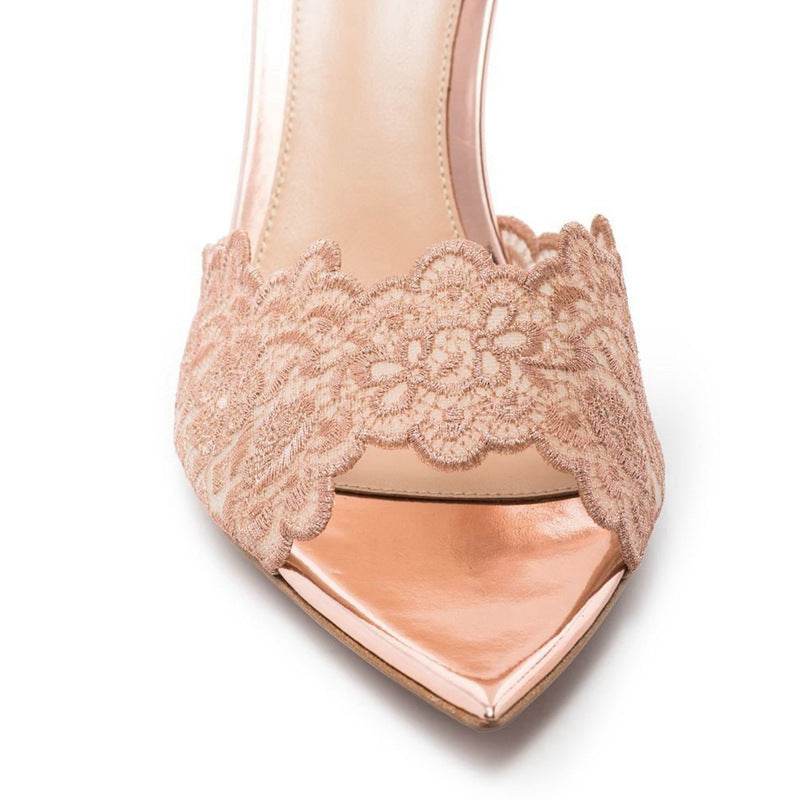 lace high heel slippers - Price Value Store