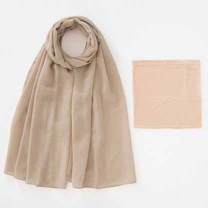 Modal Elastic Bucket Cap with Pearl Chiffon Scarf Set - Price Value Store