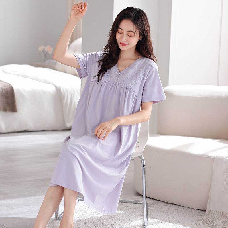 Pure cotton short-sleeved nightgown - Price Value Store