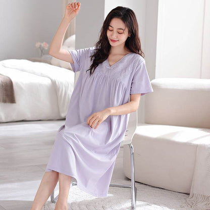 Pure cotton short-sleeved nightgown - Price Value Store