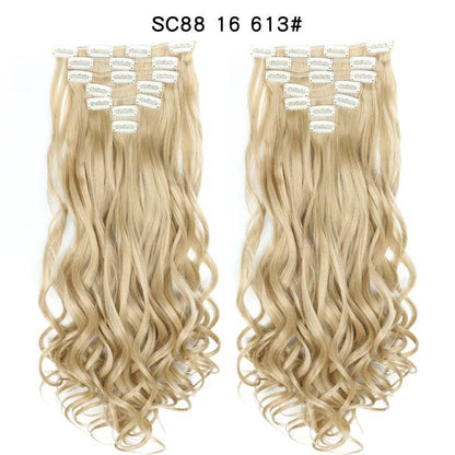 Seven Piece Wig Piece 16 Card Women Chemical Fibre High Temperature Silk Wig Long Curly Hair - Price Value Store