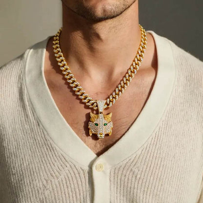 Animal Zinc Alloy Diamond Pendant Cuban Chain Necklace - Price Value Store