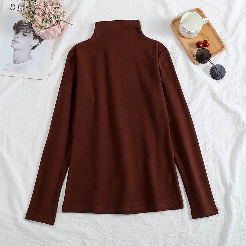 A velvet long-sleeved T-shirt as a base layer for women in solid colors - Price Value Store
