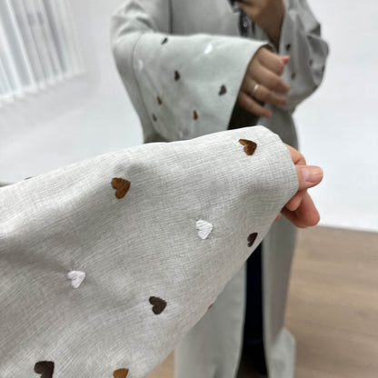 Elegant Embroidered Cardigan Robe with Heart Design - Price Value Store